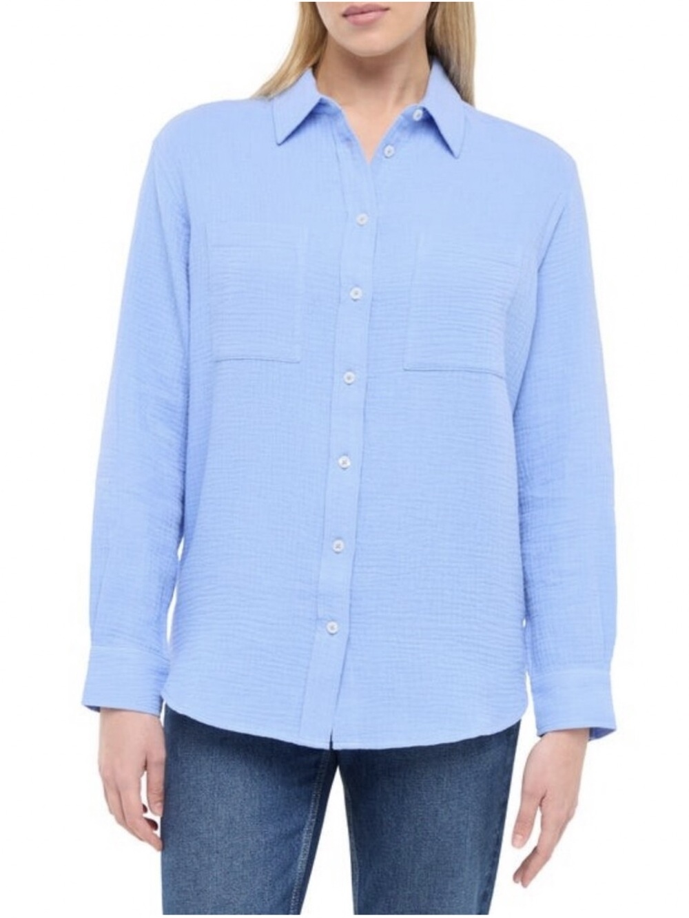 NWT Gap Women's Gauze Blue Long-Sleeve Button-Down Shirt
100% Cotton XL